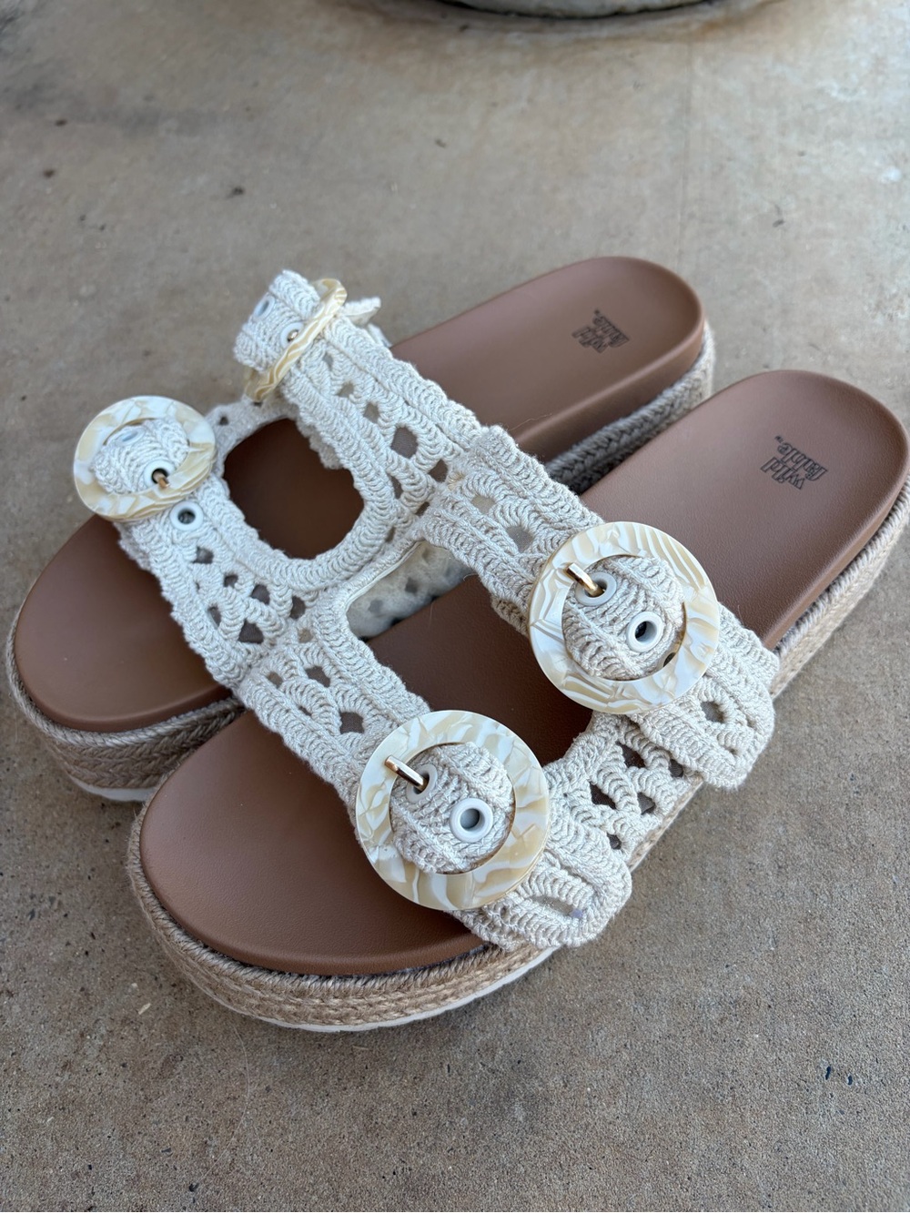 wild fable Cream Crochet Buckle Espadrille Slide Sandals